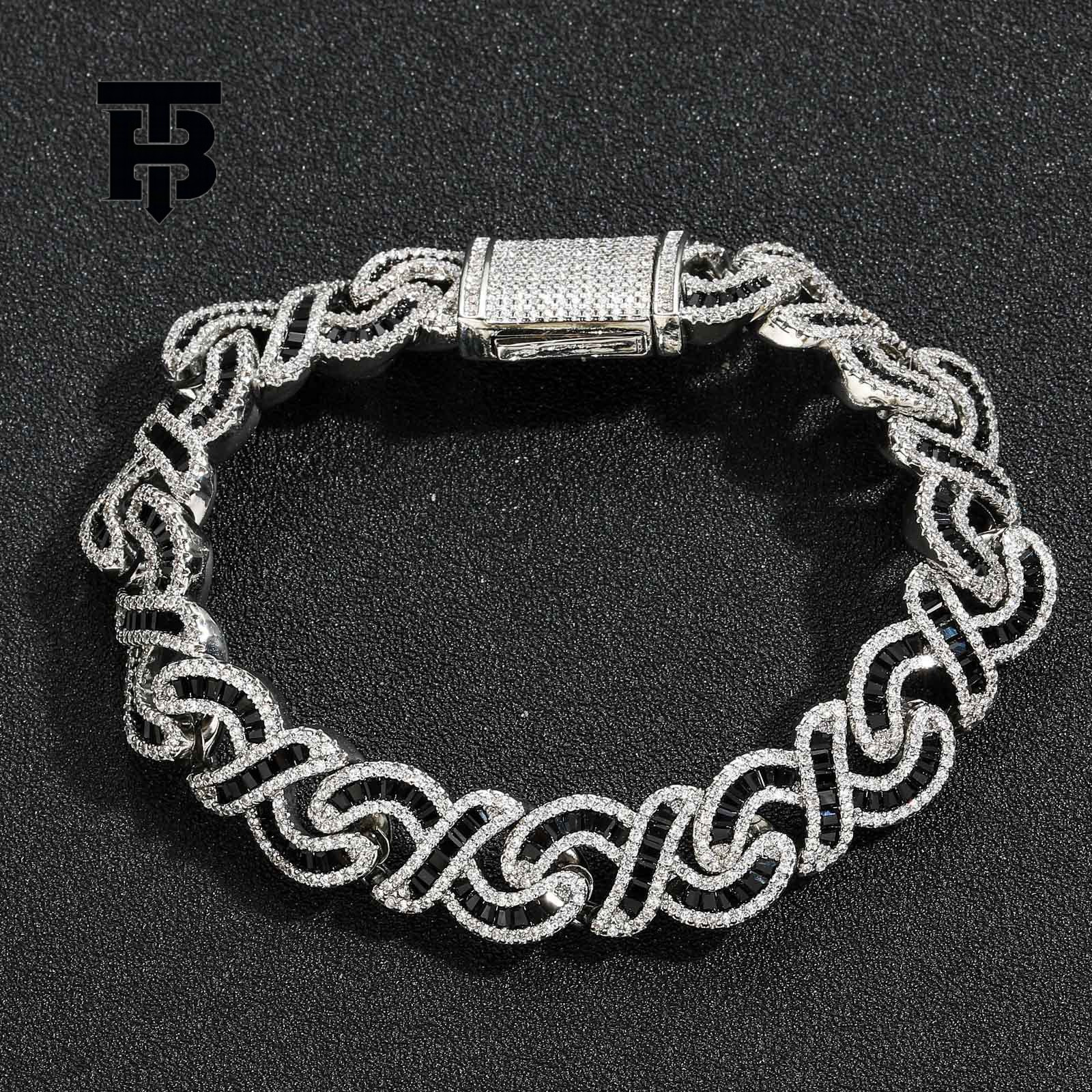 TB BHULAMTE Free Shipping New Designer Accessories Hiphop Character Infinity Cuban Bracelet Black Cubic Zirconia Necklace Rap Mens Trendy Jewelry
