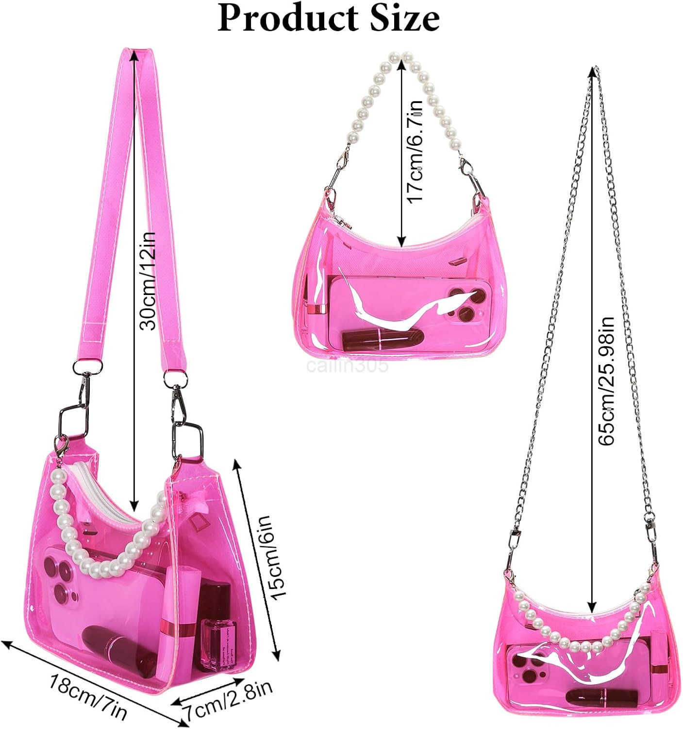 Clear Purse for Stadium Events Small Clear Bag Stadium Approved Bag With 3 Strap Stadium Approved Bags for Concerts Z25909