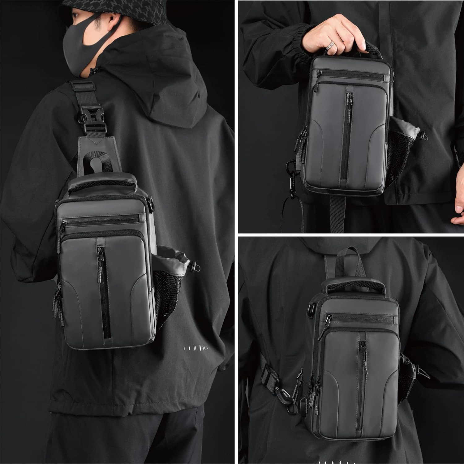 Theft Crossbody Backpack Shoulder Sling Bag Men Women One Strap Motorcycle Messenger Bag Daypack for Cycling Z250909