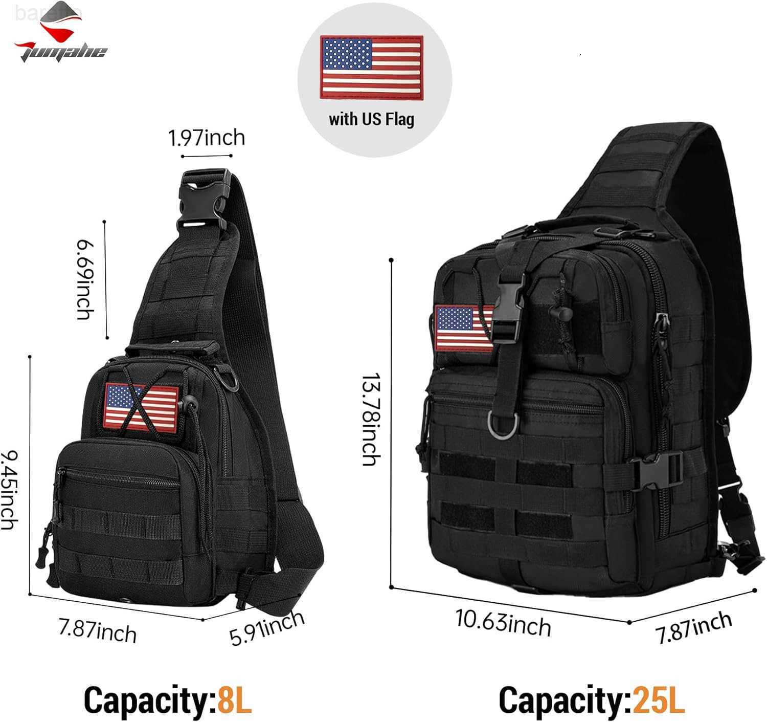 Tactical Sling Bag Crossbody Bag for Men Outdoor Military EDC Backpack for Every Day Carry Black Z250909