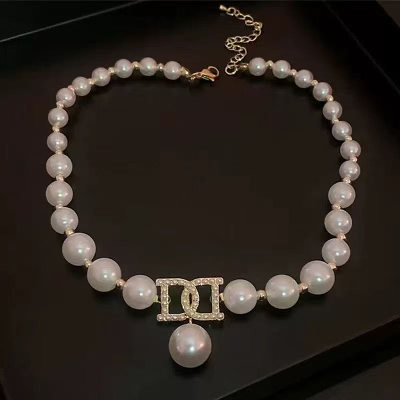 Designer Necklace For Women's Earrings Titanium Pearl Necklace Bracelet Earrings Collection Personality Simple Style Fashionable Luxury Earrings