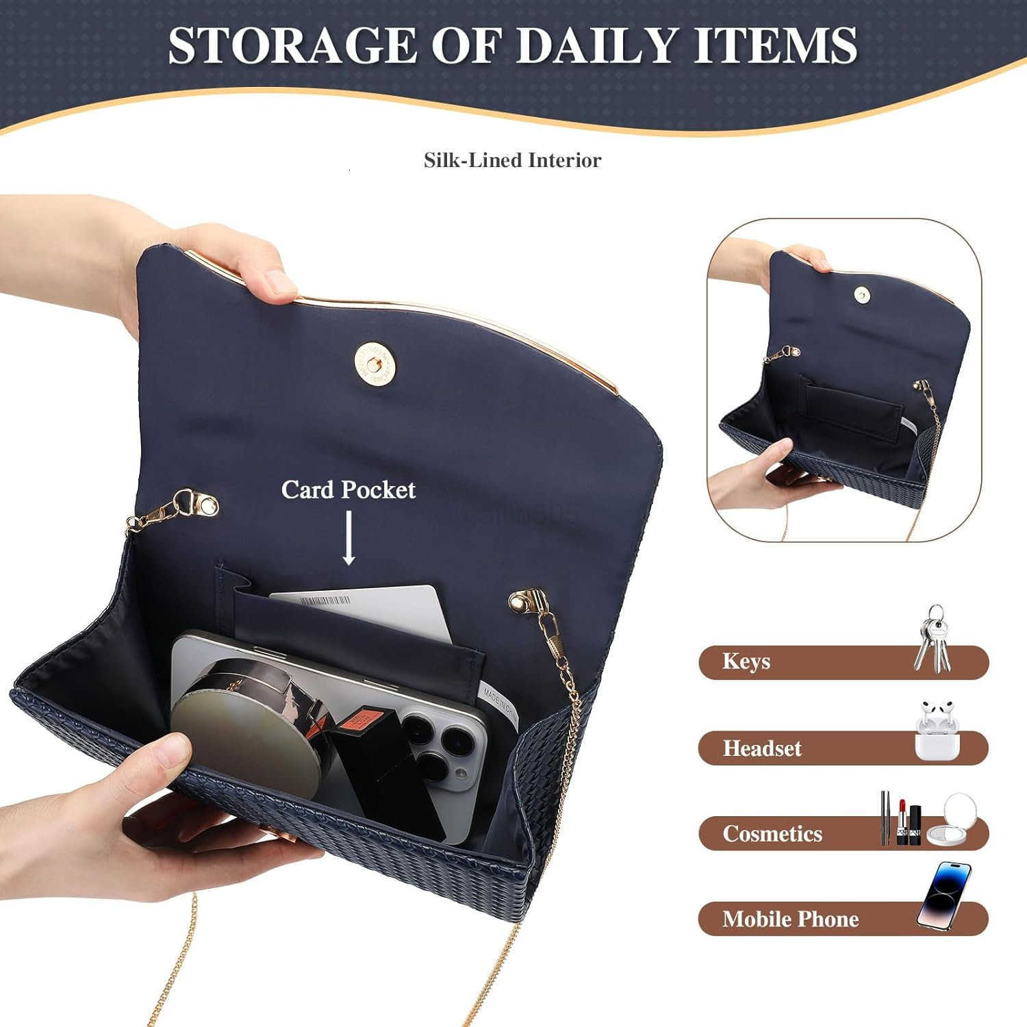 Evening Clutch Purses for Women Woven Formal Evening Bag Vegan Leather Crossbody Shoulder Handbag Envelope Bag Z25909