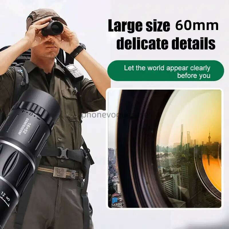 16X52 Long Range Monocular Telescope - Power, Dual Focus, Optical Zoom Scope, High Magnification For Night Spyglass Use