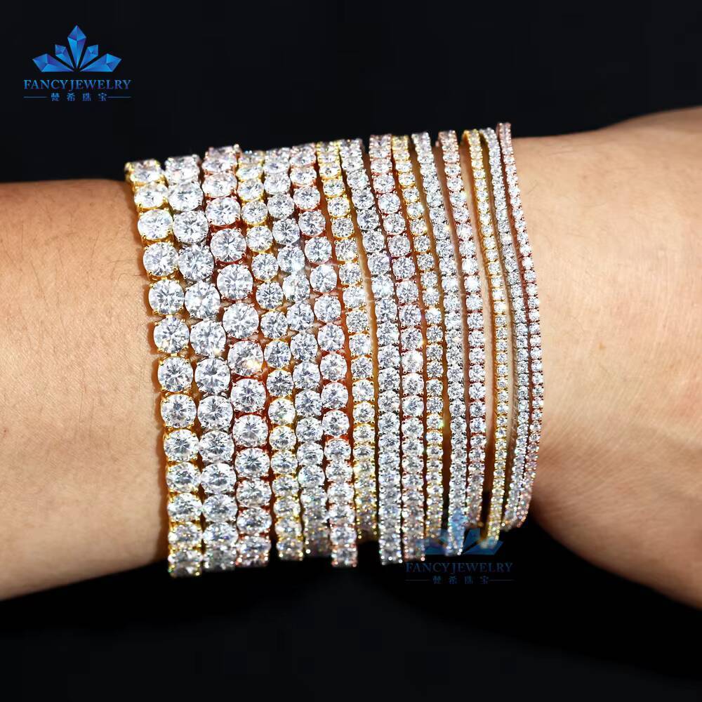 925 Silver D VVS Moissanite Tennis Bracelet for Women Various Sizes 2mm65mm Gold Plated Bracelet Bangle for Gift or Wedding
