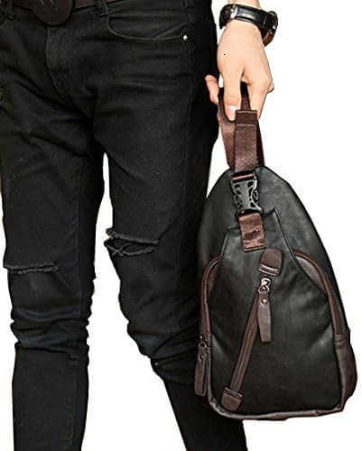 Leather Sling Bag Crossbody Backpack for Men Women Travel Outdoor Camping Z250909