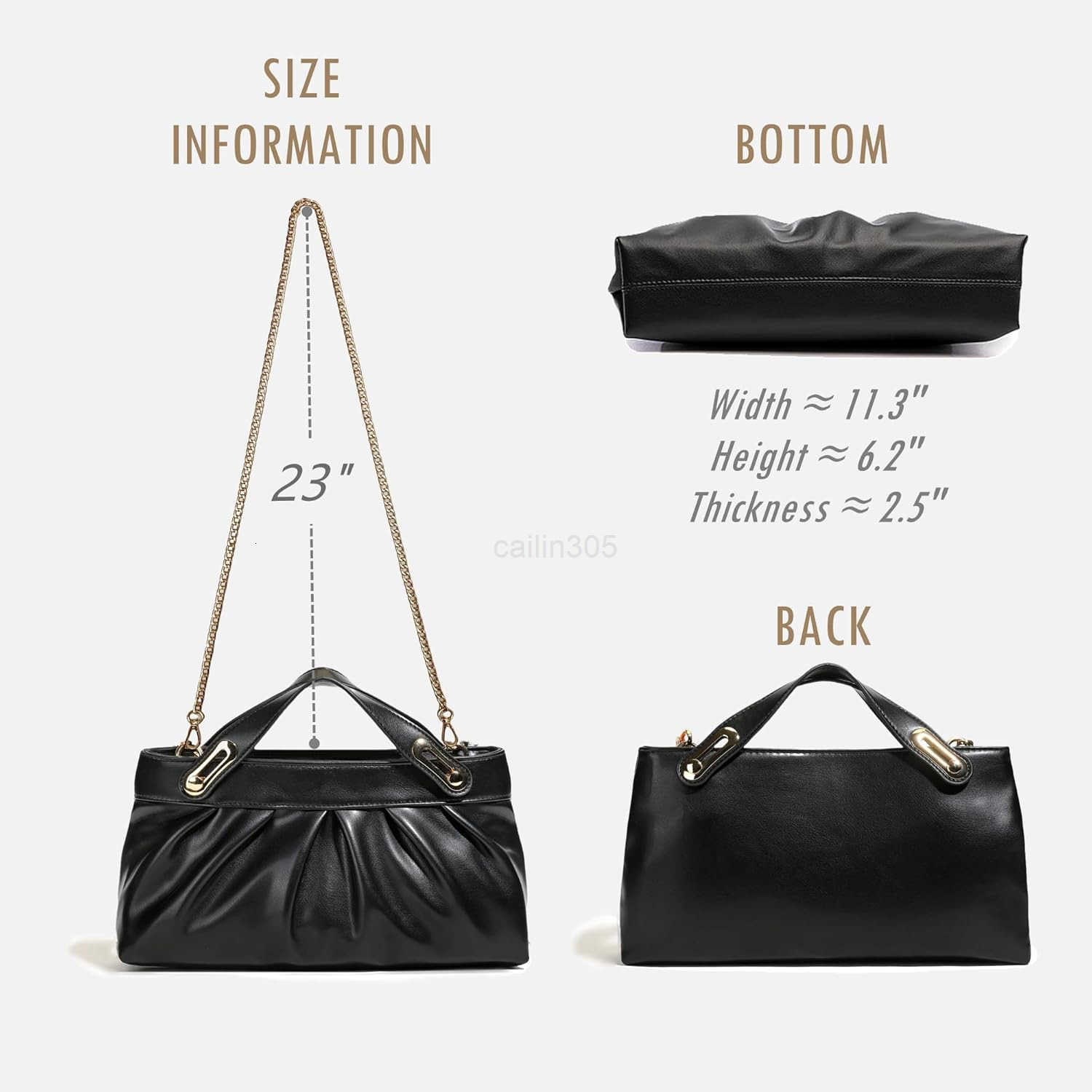 Purses For Women Formal Dressy Evening Shoulder Handbags Trendy Soft Pleated Vegan Leather Bag Z25909