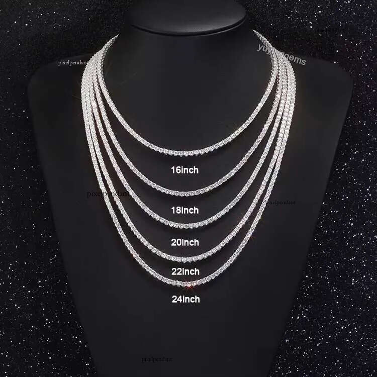 2mm-8mm Wide Sier with D Color Moissanite Dia Tennis Gold Plated Necklace/bracelet Chain for Fine Jewelry