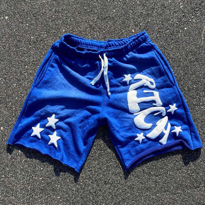 Y2K Harajuku mens shorts with rhinestone letter printed cotton sweater fashionable new hip-hop basketball street loose casual shorts X250410