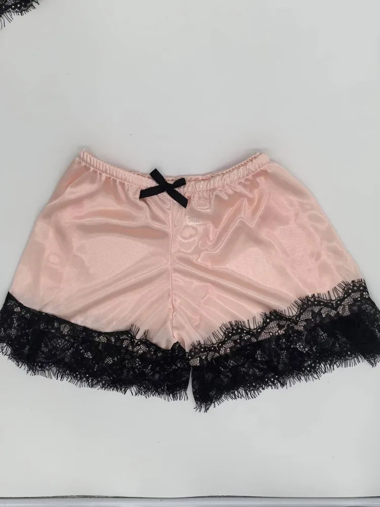 Summer Lace Silk Pajama Set Women Sleepwear Sexy Lingerie Camisole Shorts Cami Top Comfortable Casual Pijamas 250909