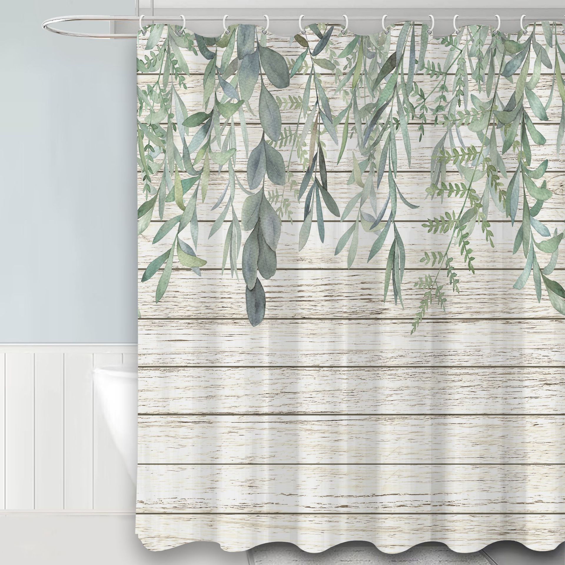 YL-37194 digital shower curtain cross-border plant flower waterproof polyester bathroom four-piece set dry and wet separation moisture-proof