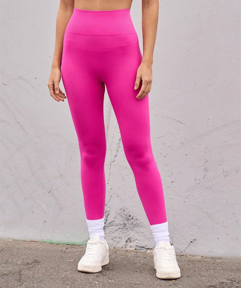 Seamless High Waist Sports Pants Peach Hip Lift Back VFold Fitness Pants 250908