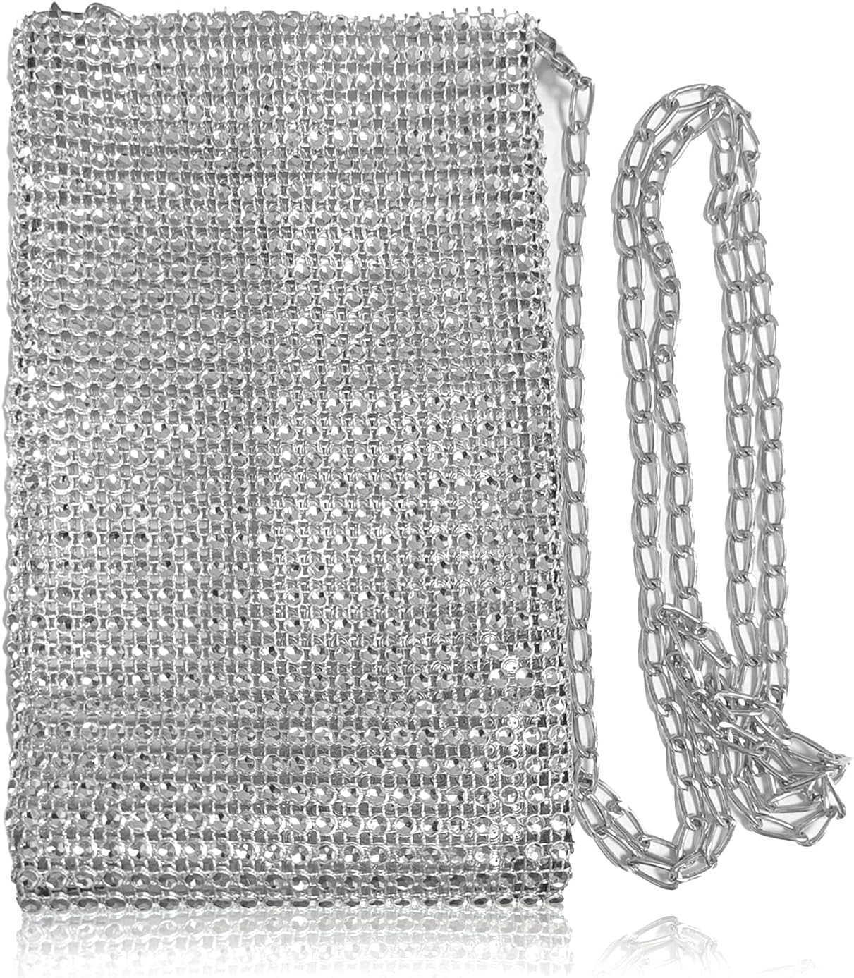 Purse Crossbody Bag Womens Glitter Sequin Evening Handbag with RhinESTone Accents Small Crossbody Bags for Wedding Party and Formal Events Stylish Z25
