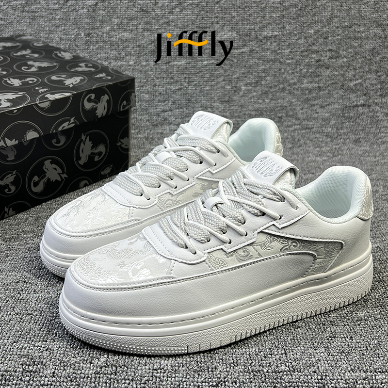 Modern Design Jifffly Co-ed White Low-top Athletic Footwear with National Chic AestheticJFY-868