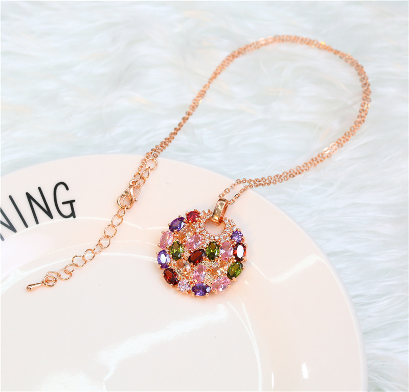 Elegant Multi-Colored Zircon Pendant Necklace - Charming Jewelry Accessory