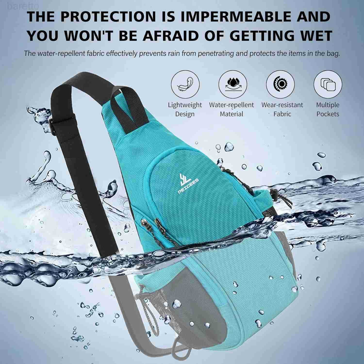 Small Sling Bag with 2 Bottle Holders Sling Backpack Crossbody Bag Chest Daypack for Daily Use Travel Bottle Not Included Black Z250909