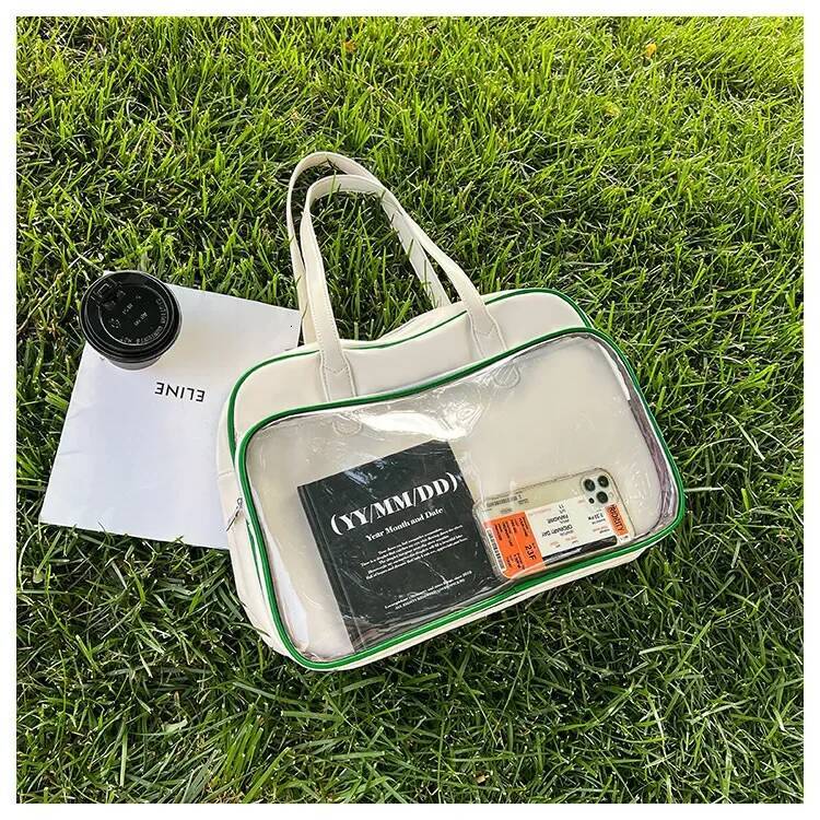 2025 new collection Fashion Shopper Transparent Leather Travel Bag Large Capacity Women's and Men's Sports Luggage Shoulder Autumn New Desig