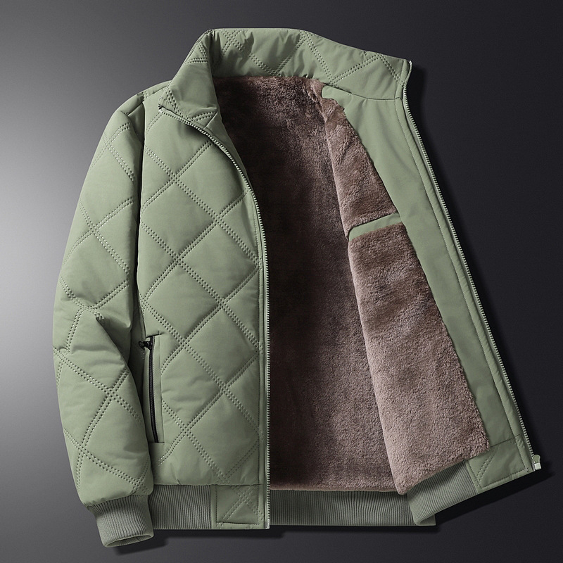 hot Designer free shipping Classic and comfortable cotton jacket new mens autumn and winter standing collar with plush insulation warm cotton jacket