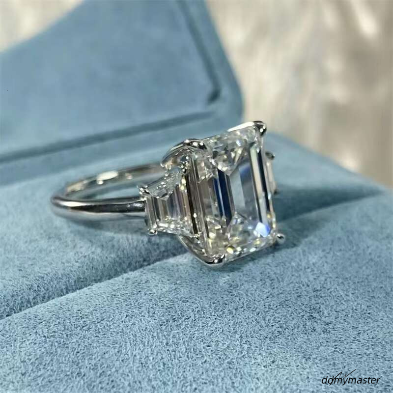 White Gold IGI Certificated Lab Grown Dia 5Ct Vintage Engagement Emerald Cut Ring ddmymaster