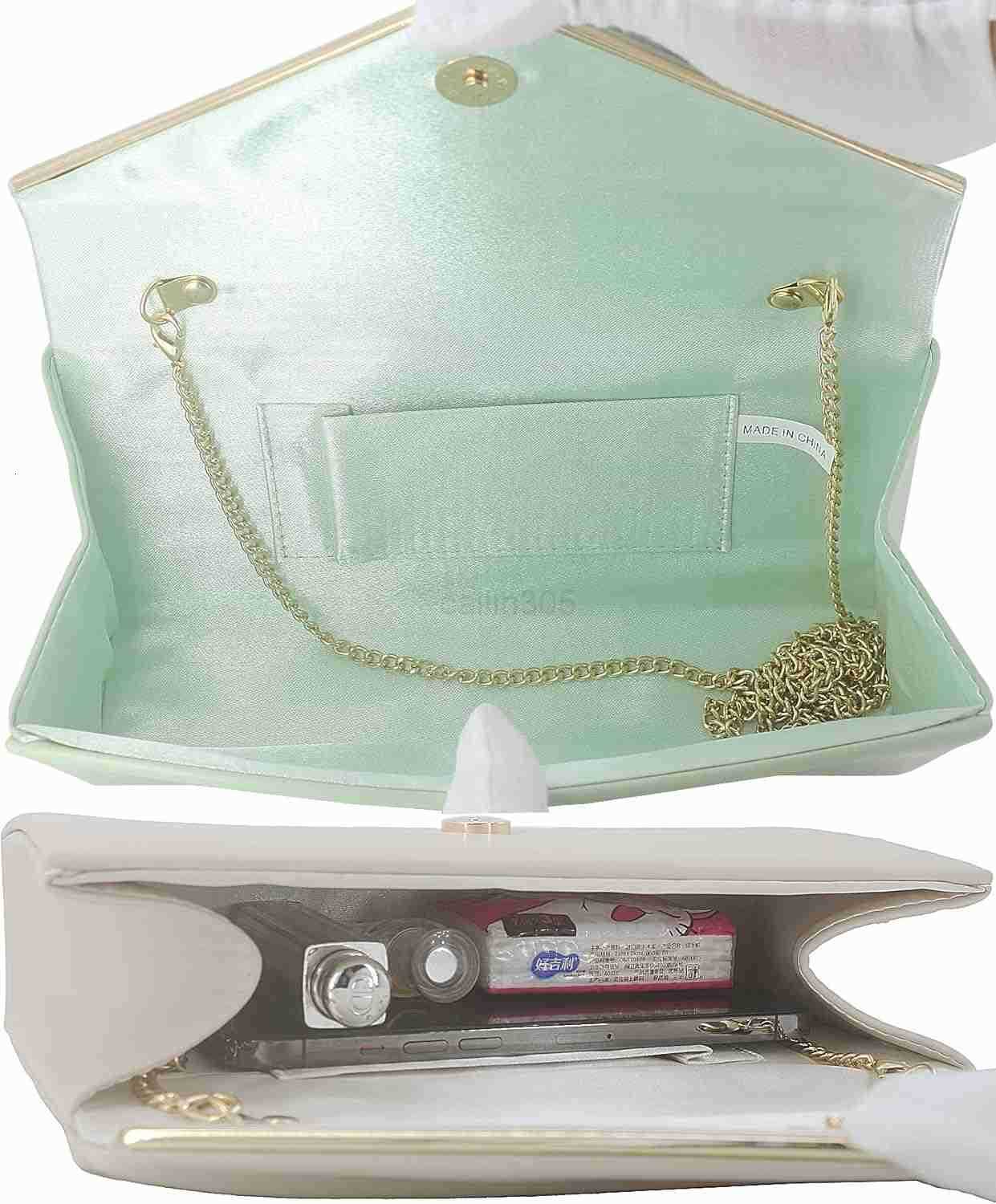 Leather Envelope Clutch Bag Classic Dressy Purse Foldover Evening Handbag Z25909