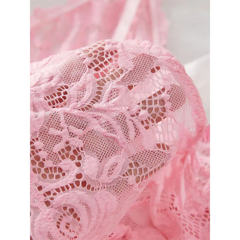 2025 Lace Sleeping Robe Nightgown Set Erotic Pajamas With Summer Sleeveless Halter Dress Sexy Sleepwear For Plus Size Woman 250909