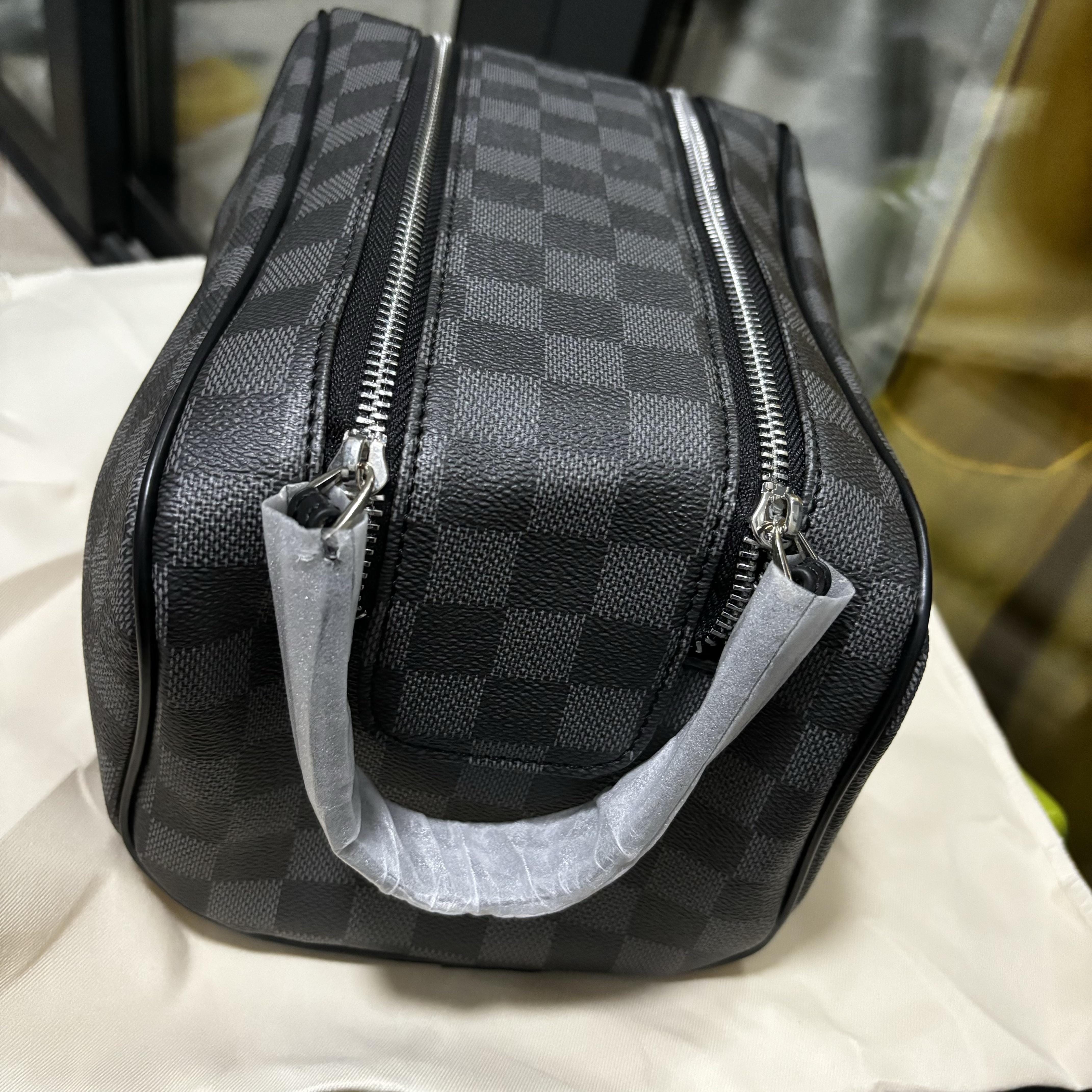 Double zipper men travelling toilet bag designer women wash large capacity cosmetic bags toiletry Pouch makeup bags with dustbag classic top quality