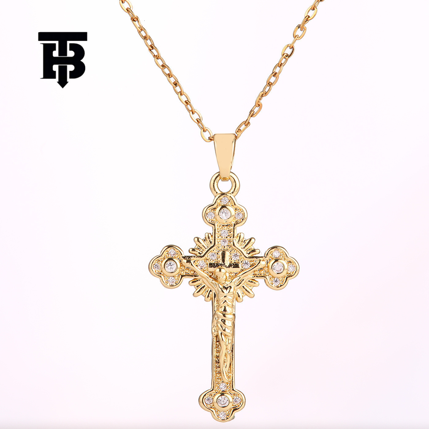 TB BHULAMTE Free Shipping New Designer Accessory Inlaid With Diamond Cross Necklace Brass Gold-plated Women's Necklace Design Sense Layered Colla