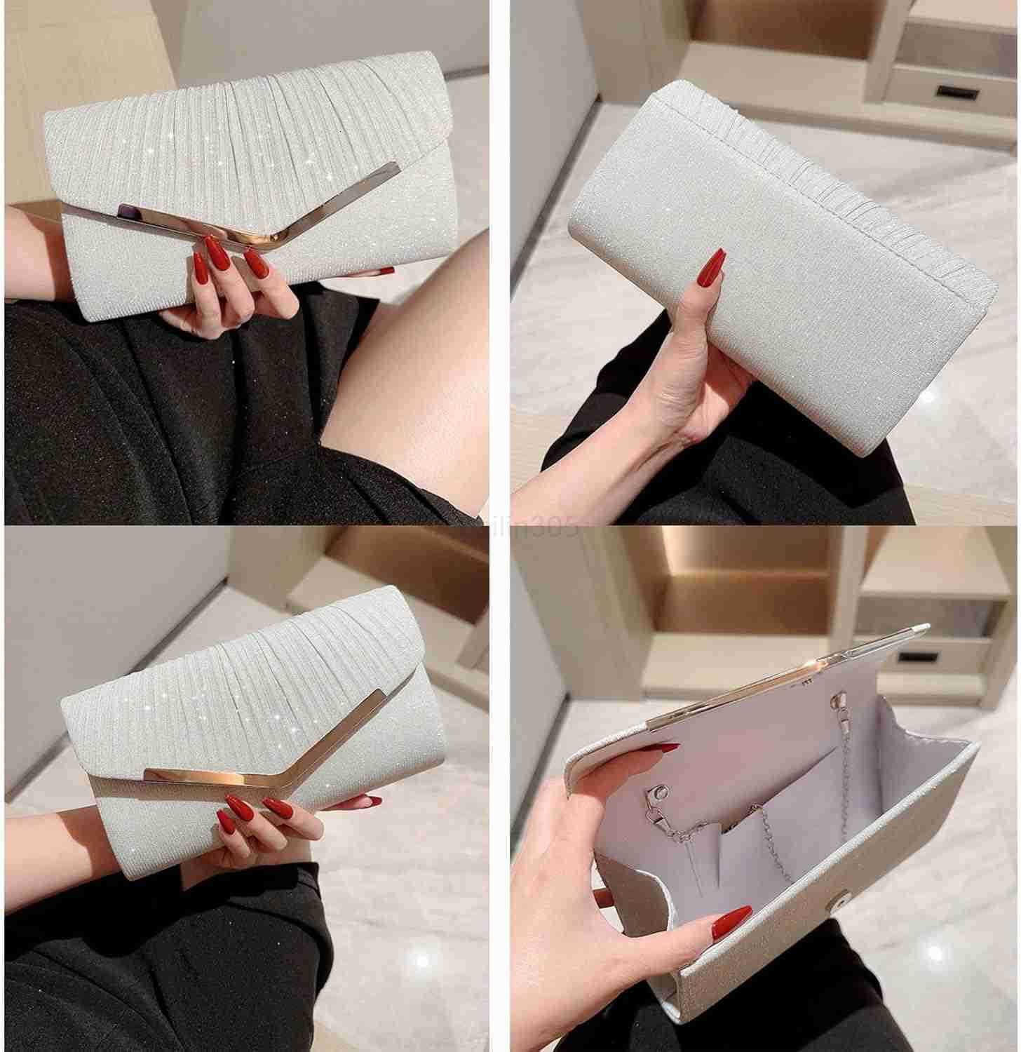Clutch for Women Satin Sling Evening Purse Crossbody Bag with Detachable Chain for Wedding Formal Events Z25909