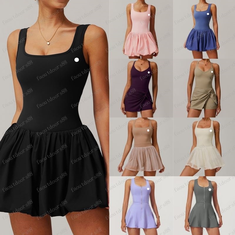 2-piece Women's Gym Set Tennis Skirt Integrated Yoga Carnival Breathable non slip Casual golf Sports Skirt Sith Shorts Designer Yoga Skirt Tennis Skirt