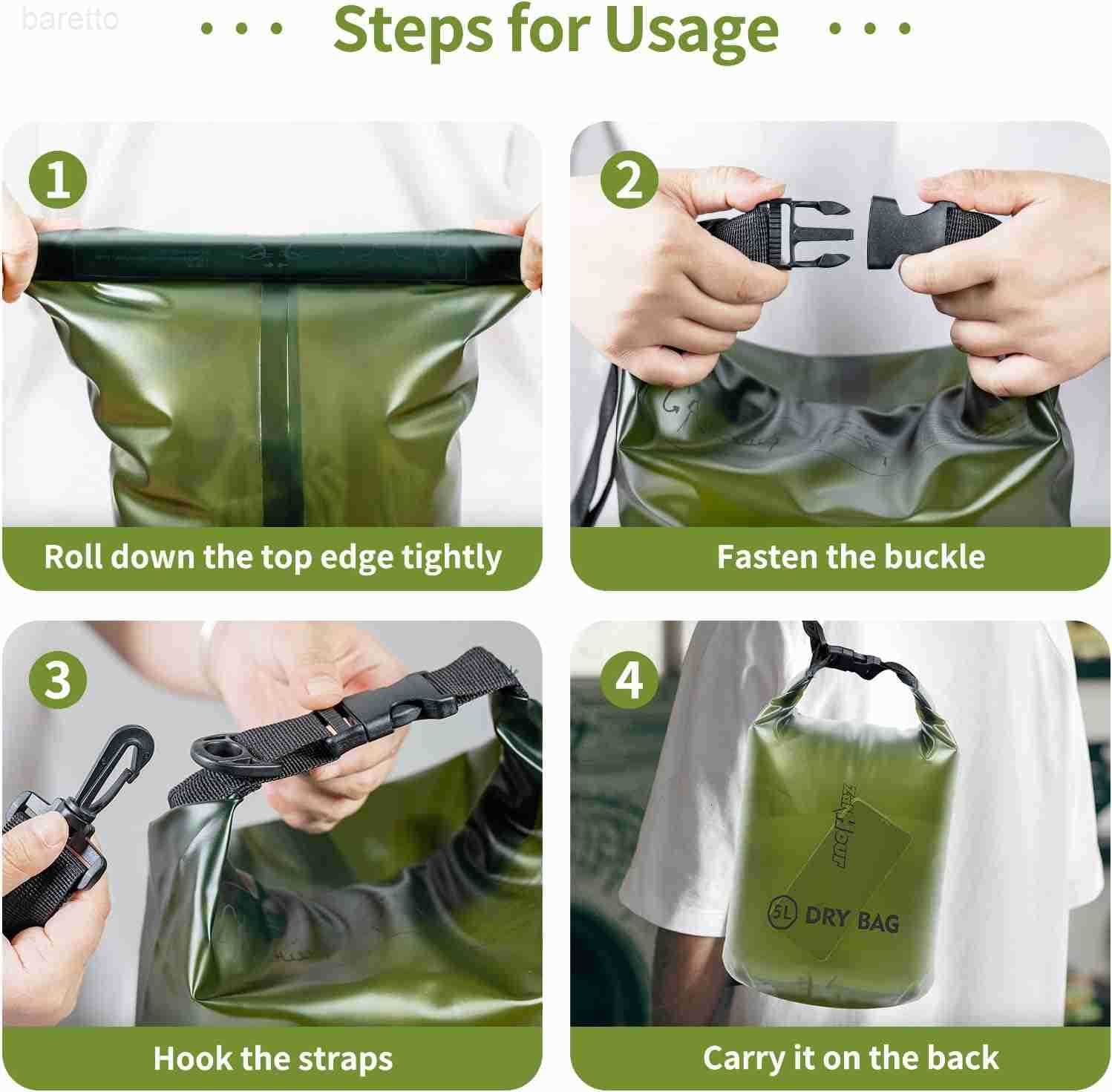 Dry Bag Roll Top Transparent Storage Bag2L5L10L20LSuitable for Traveling Swimming Kayaking Camping Fishing Rainy Day Trips Z250909