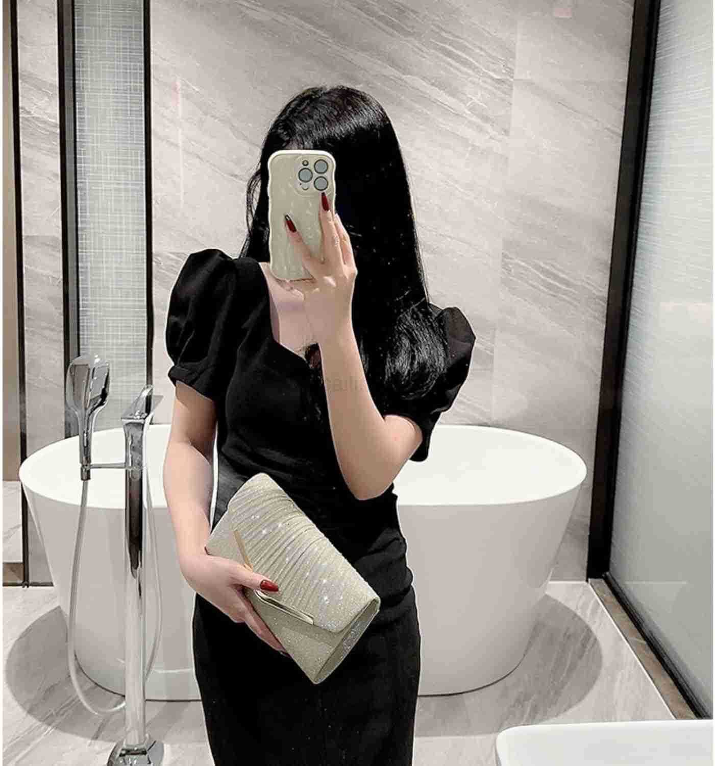 Clutch for Women Satin Sling Evening Purse Crossbody Bag with Detachable Chain for Wedding Formal Events Z25909