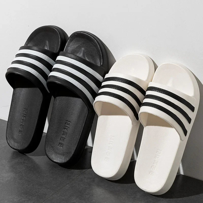Unisex Flat Slippers Women Summer EVA Casual Beach Slides Shoes Fashion Stripe Outdoor Sandals Couple Home Bathroom 250909