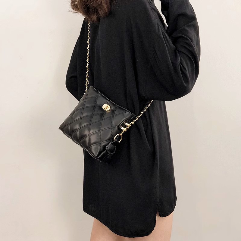 Luxury Bag 2025 New Women's Quilted Chain Crossbody Bucket Bag Fashion Versatile Free Shipping