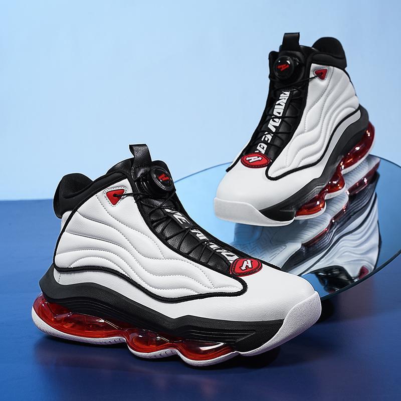 Large Size 38-45 New High Quality Casual Shoes Air Cushion High Top Running Shoes Breathable Lightweight Rotating Buckle Basketball Sneakers