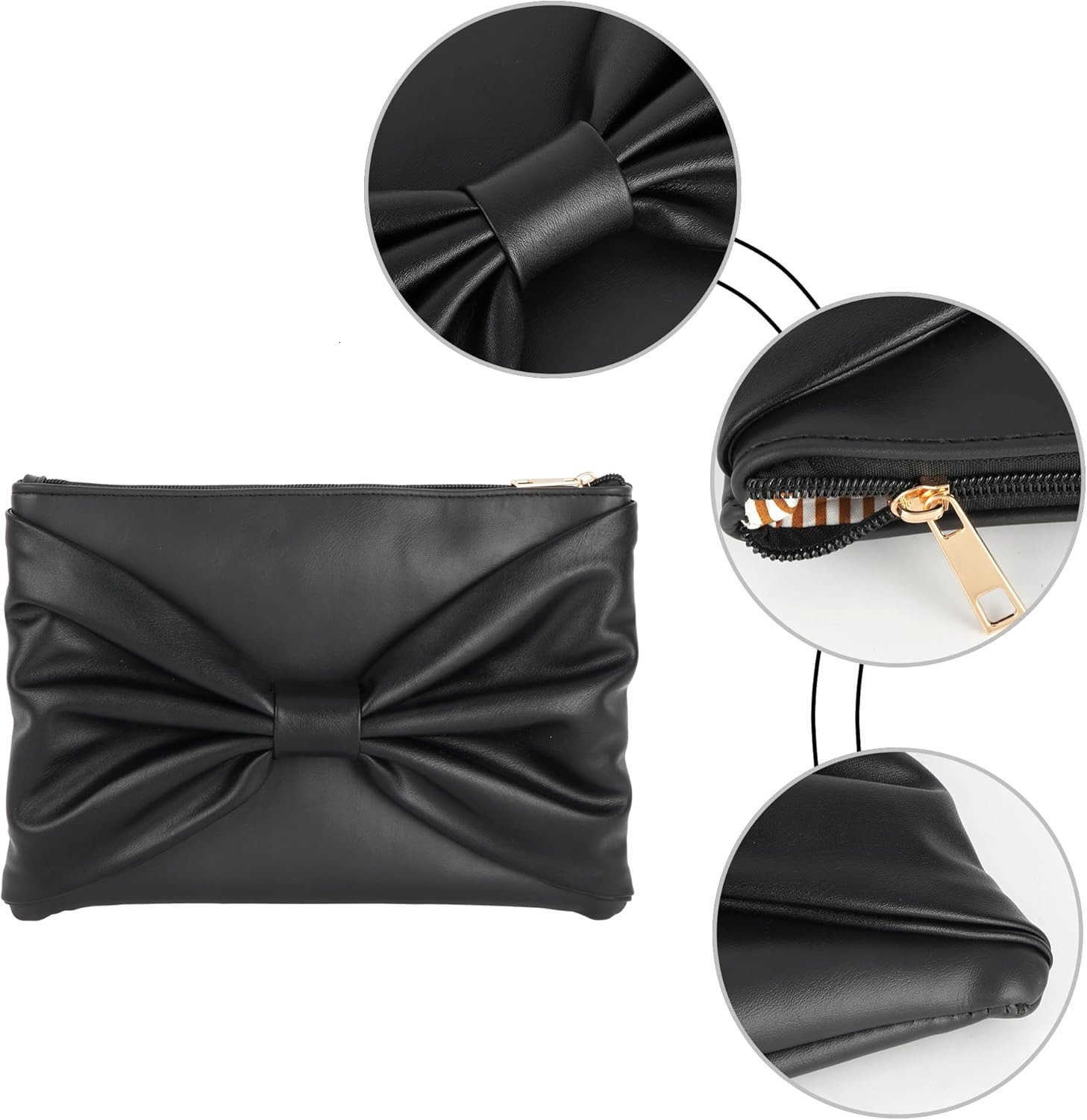 Large Bow Design Faux Leather Handbag Evening Clutch Bag Purse Z25909