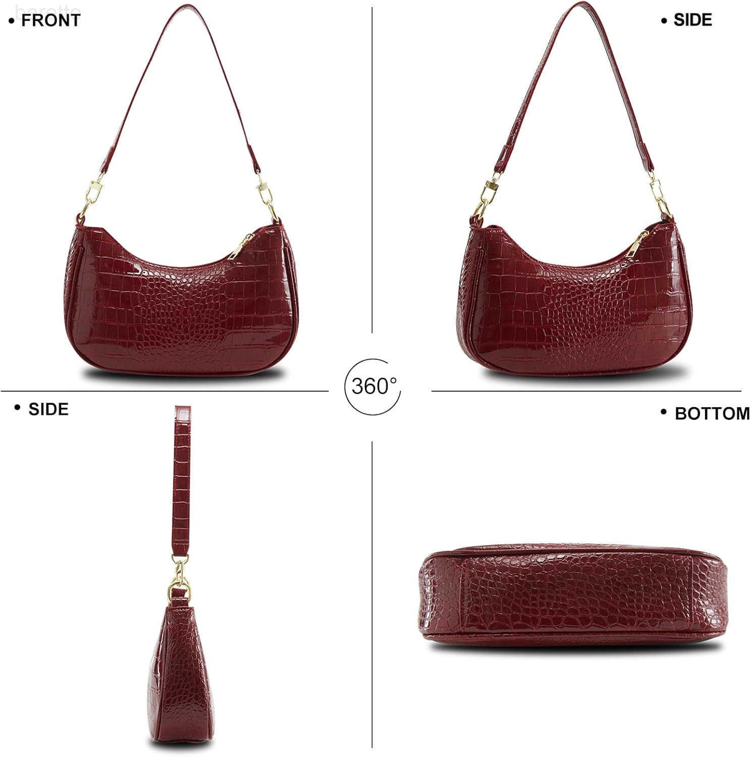 Bags for Women Leather Cute Hobo Tote Handbag Under the Arm Purses Mini Clutch Purse with Zipper Closure Z250909