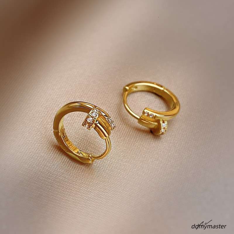 Simple Shiny Crystal Zircon Hoop Earrings For Women Rhinestone Metal Gilding Cartilage Ear Piercing Jewels Girls Gift 250711 ddmymaster