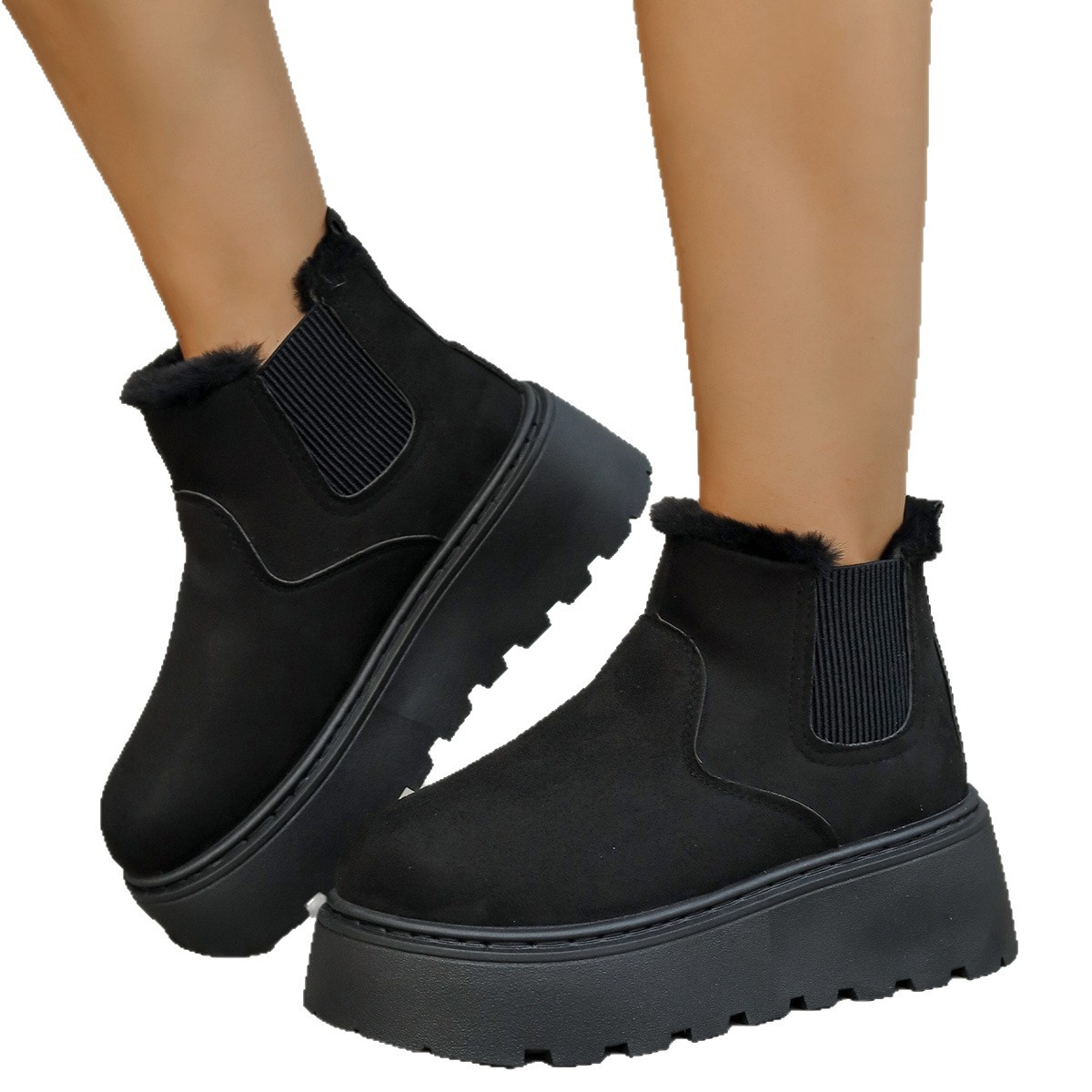 Winter Snow Boots: Plush-Lined, Free shipping Solid Color Cotton Sports Shoes for Women