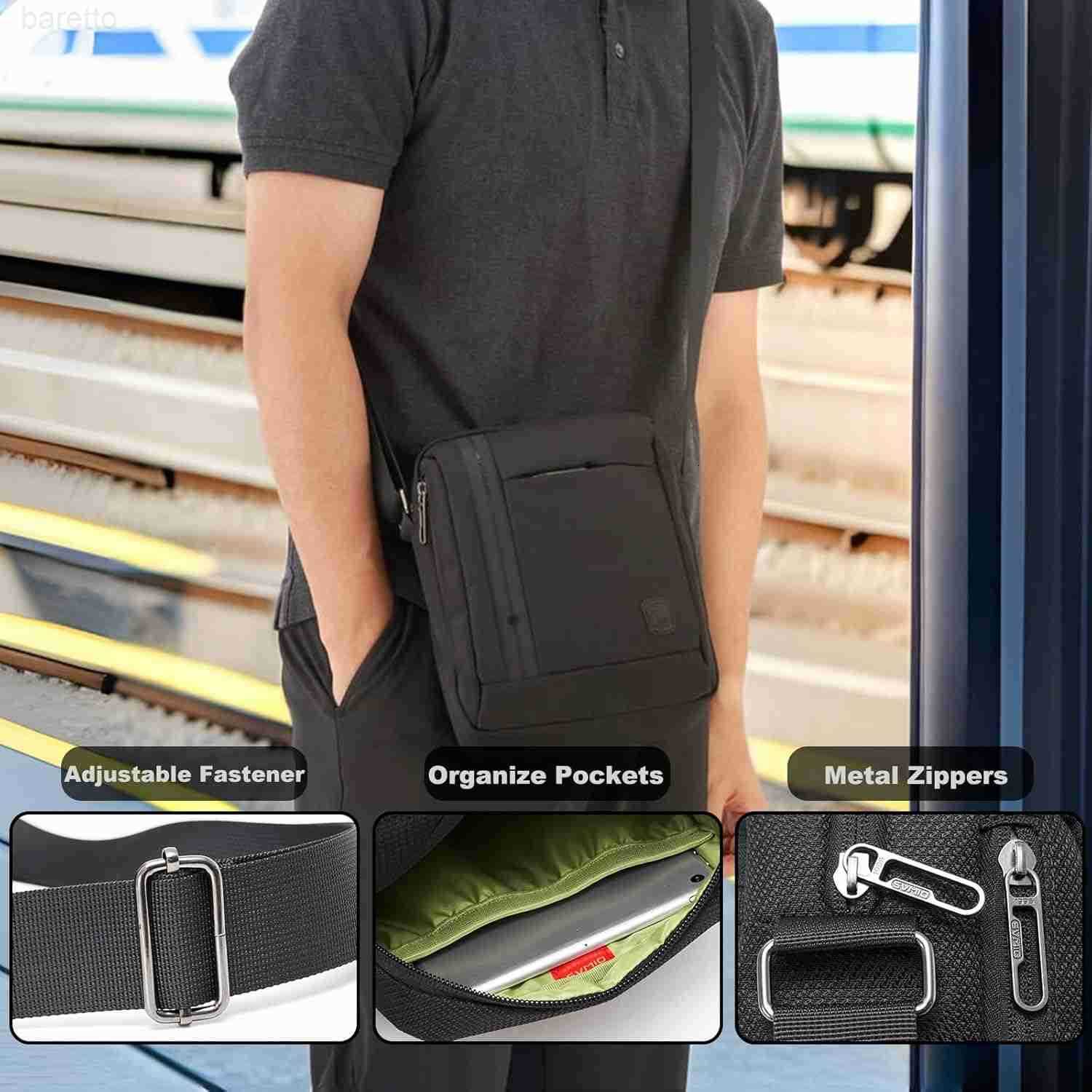 Mens Crossbody Messenger Bag Compact Small Shoulder Crossbody Bag iPad Mini WaterResistant Lightweight Satchel Side Bags for Men Women Work Travel Z25