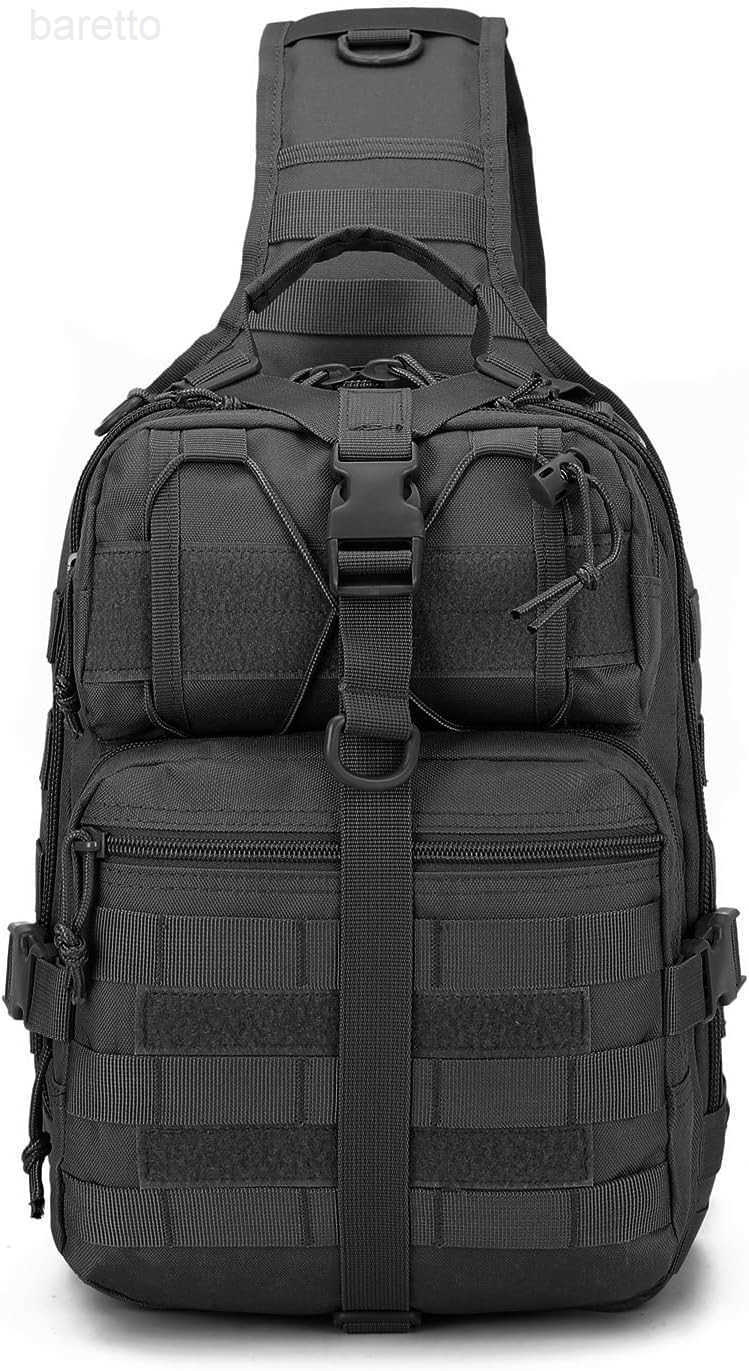 Sling Bag Backpack Military Rover Shoulder Pack EDC Molle Assault Range Bag for Men AmbidextrousBlack Z250909