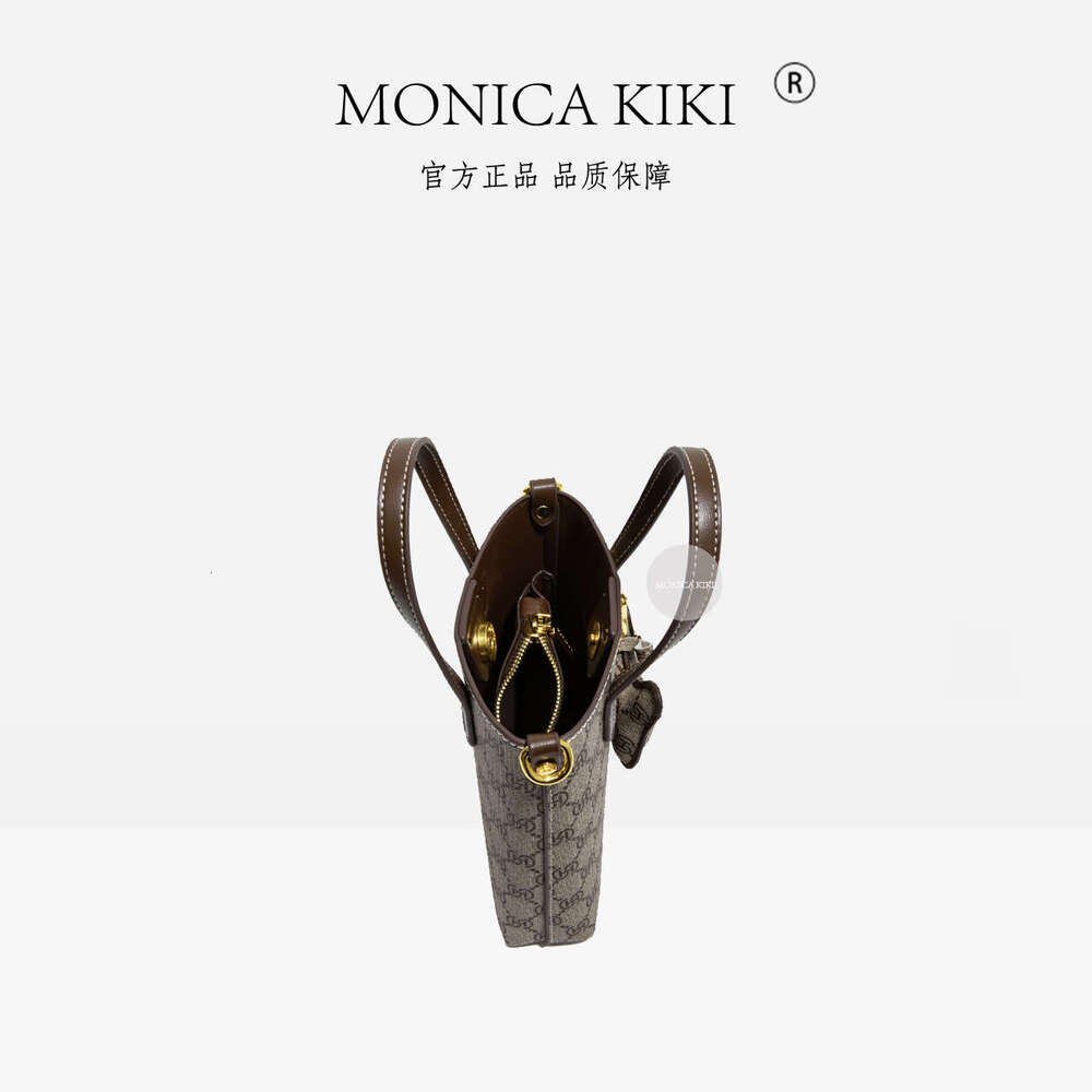 Qiqi New Monica Printed Lazy Style Simple High-Quality Texture Handheld Single Shoulder French Bucket Bag For Women