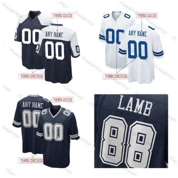 Ceedee Lamb 88 Dak Prescott 4 Trevon Diggs 7 Micah Parsons 11 Jake Ferguson 87 22 E.Smith Personalized Customized Football Jerseys Custom Any Number Name66