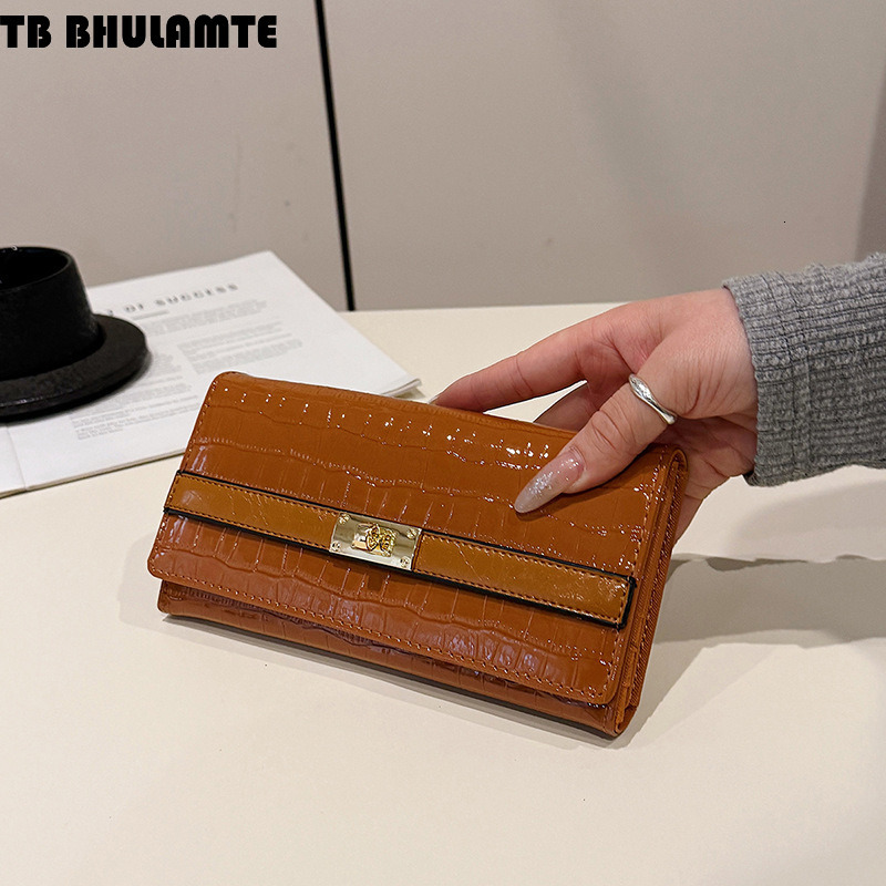 TB BHULAMTE Designer Wallet 2025 New Luxury High-end Luxury Bag Crocodile Pattern Long Wallet Versatile Fashion Large Capacity Multi-card Slot Women&#