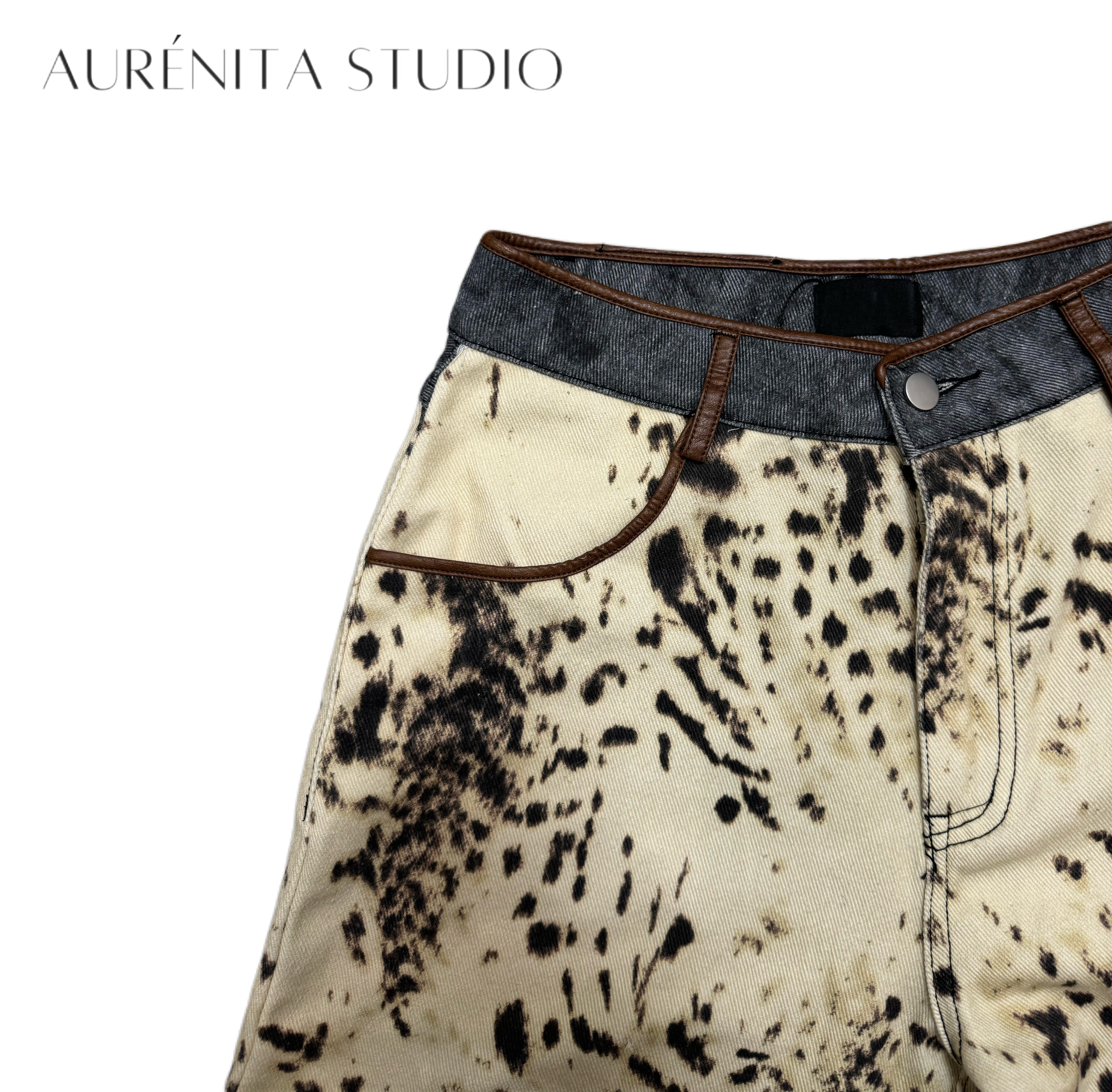 Y2K Jeans Denims Women Fall Winter New Collections Cowboy Style Wide Leg Trouser Leg Leopard Print White Jeans Designer Vintage