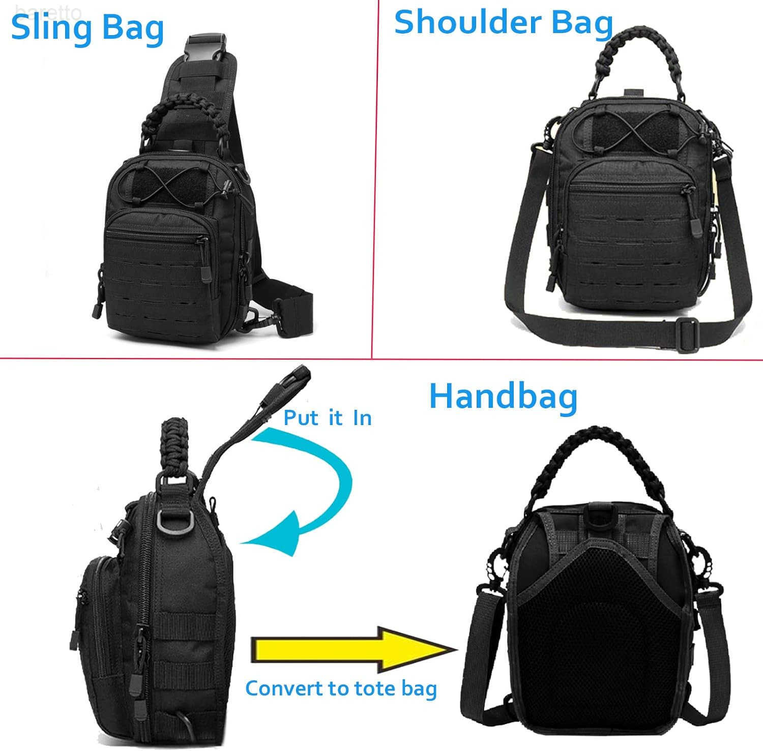 Compact Concealed Carry Sling Bag Cut Molle Pistol Holster EDC Single Shoulder Chest Backpack Pack Black Z250909