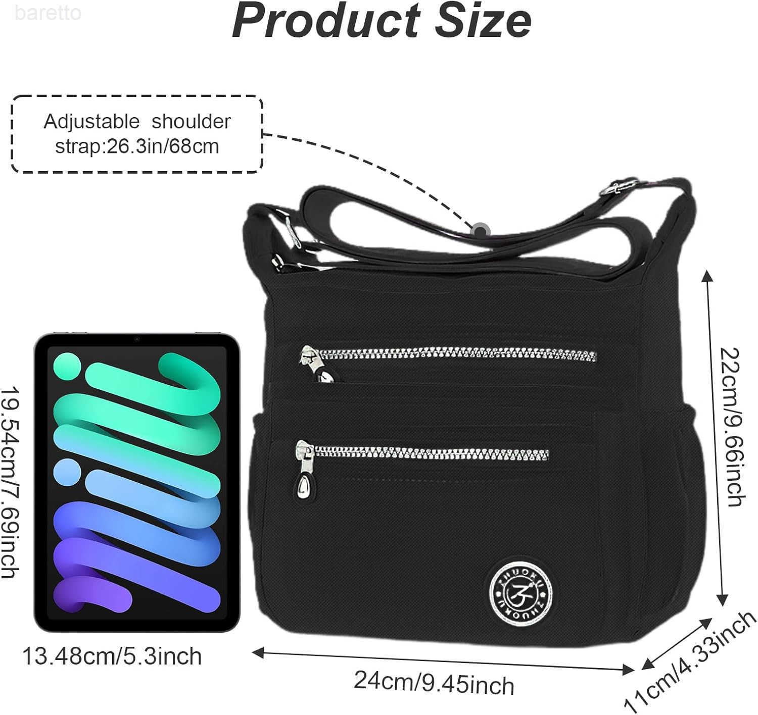 Womens Waterproof Nylon Casual Crossbody Shoulder Messenger Bag Travel Purse Handbag with Multi Pocket Z250909