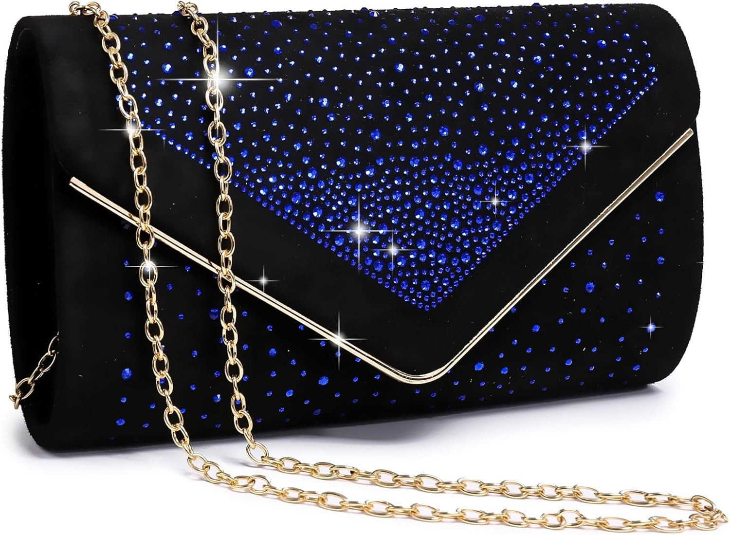 Women Rhinestone Evening Bag Faux Suede Clutch Formal Party Sparkly Purses Cocktail Wedding Handbag Z25909