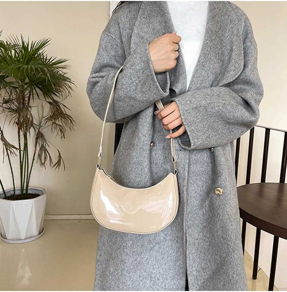 Leather Evening Purse Shiny Clutch MINI Hobos Armpit Shoulder Bag Z25909