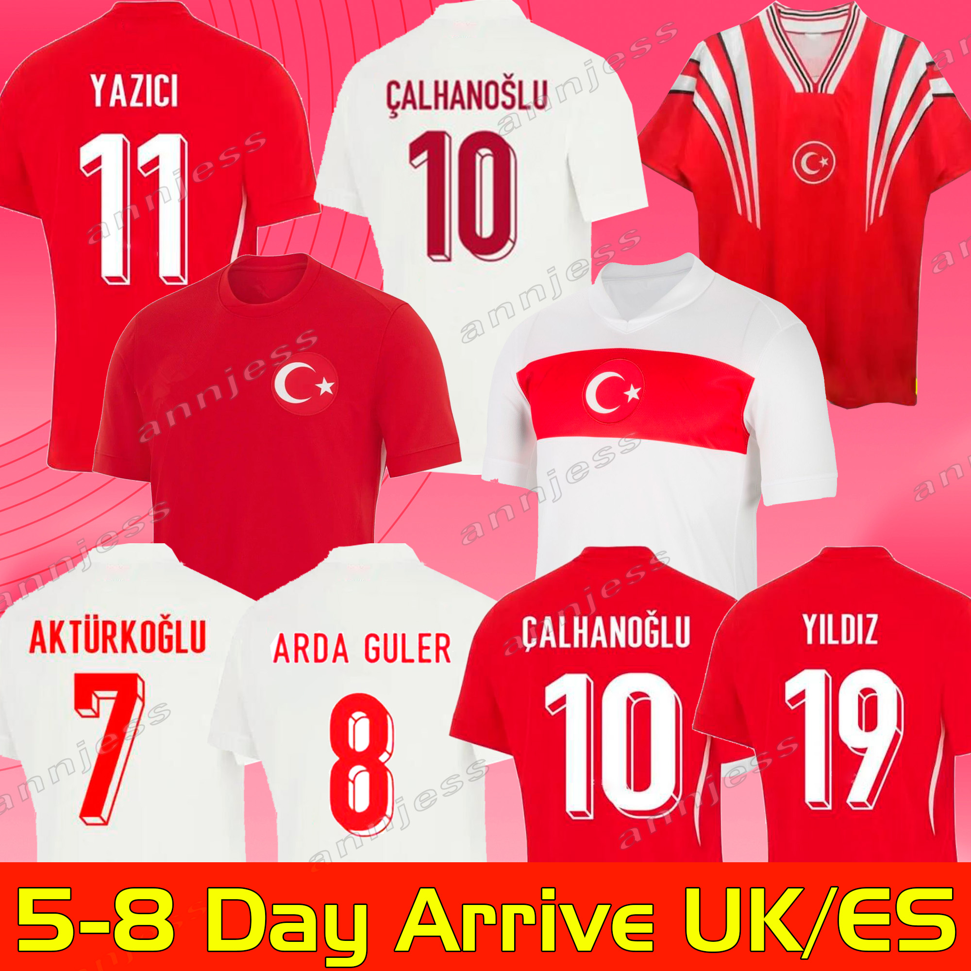 Turkey Soccer Jersey Arda Guler YILMAZ CALHANOGLU YILDIZ DEMIRAL Turkiye National Team Vintage Football Shirts Home Away CENK TOSUN Retro Kit Top