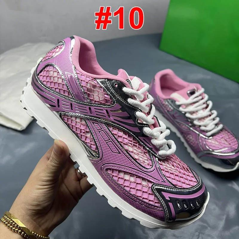 Top Quality Sneaker Designer Runner Casual Women Men Trainers Metal Leather Mesh Nylon Fabric Sneakers Green Blue White Black Pink Heel Flat