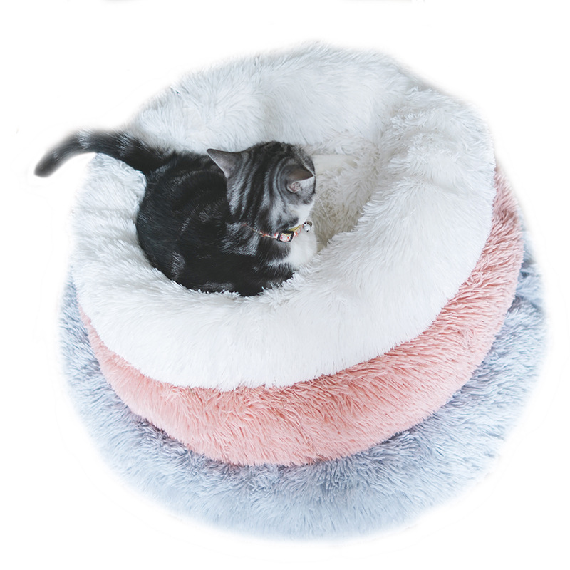 Round Beds House Soft Long Plush Best Dog For Dogs Basket Pet Products Cushion Bed Cat Mat Animals Sleeping Sofa Free shipping